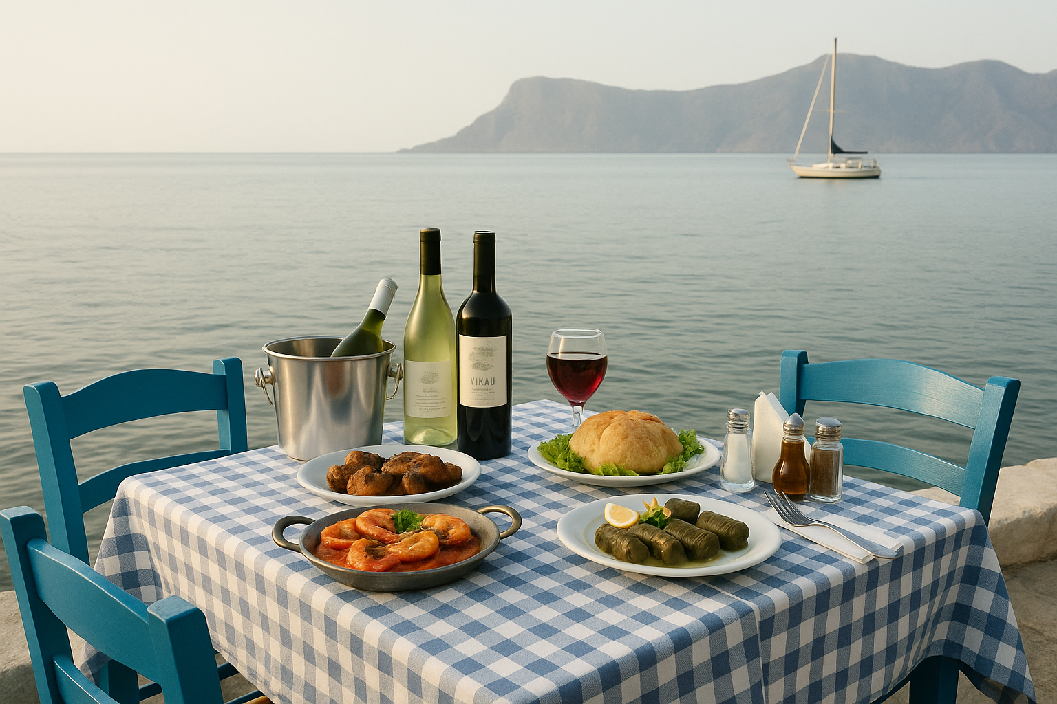 Traditional Greek taverna with outdoor seating and authentic dishes